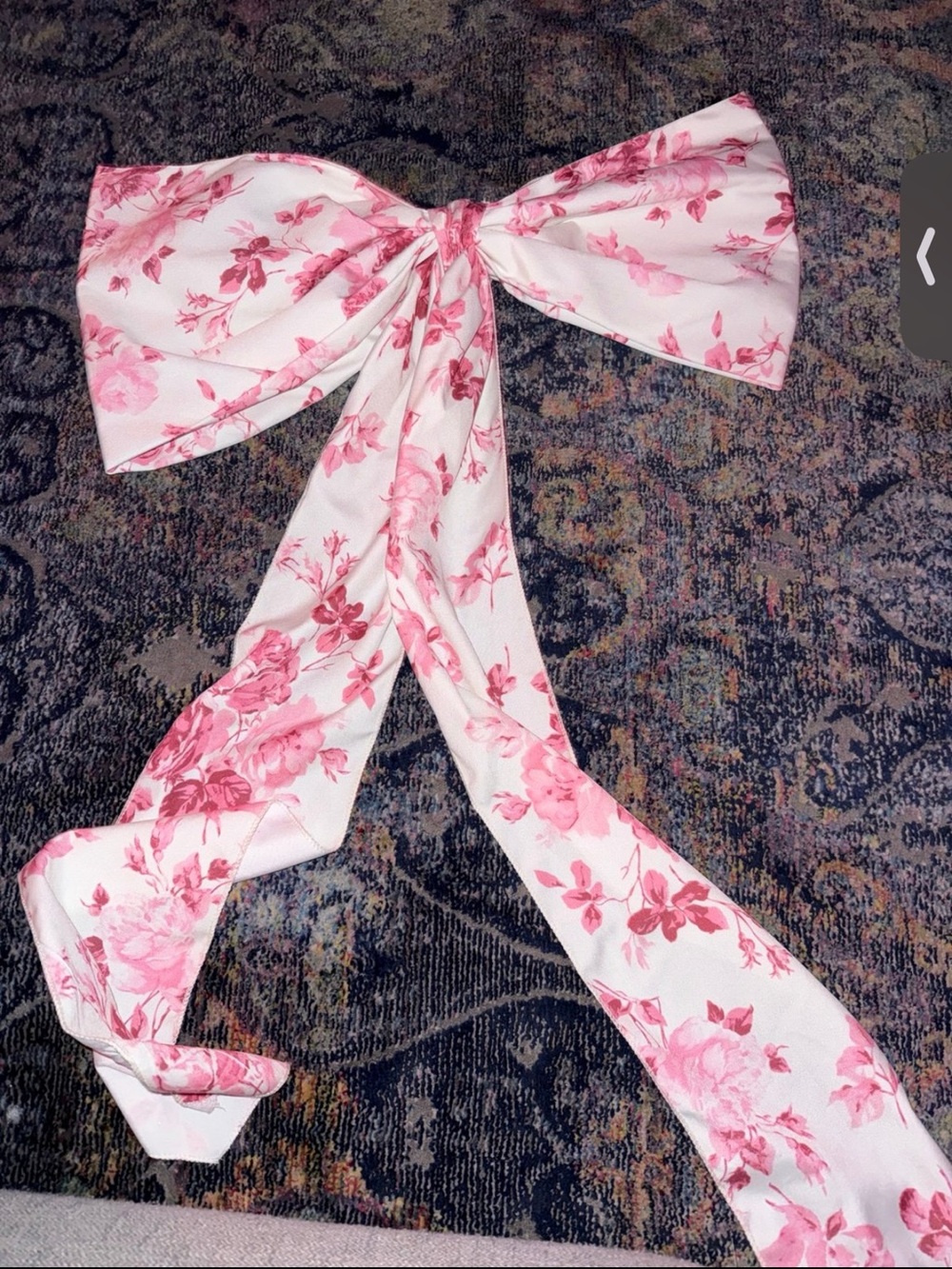 Cupcakes and cashmere Christmas Floral Pink Ribbon Bow Scarf
